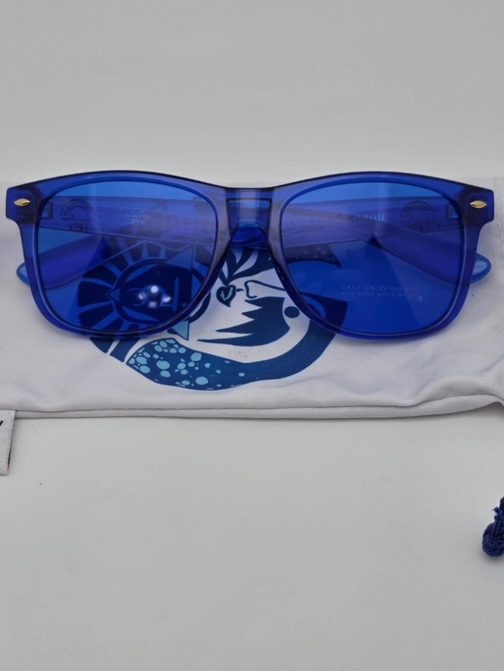 Rainbow OPTIX Translucent Clarity Blue Frame Blue Lens Kids Sunglasses w/ Case